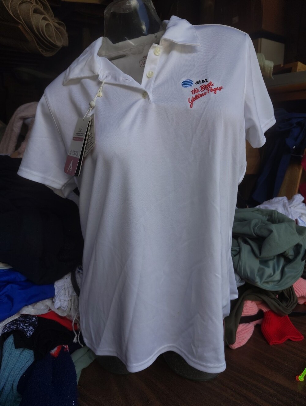 NWT Antigua White Women's Polo Shirt - The Yellow Pages Logo